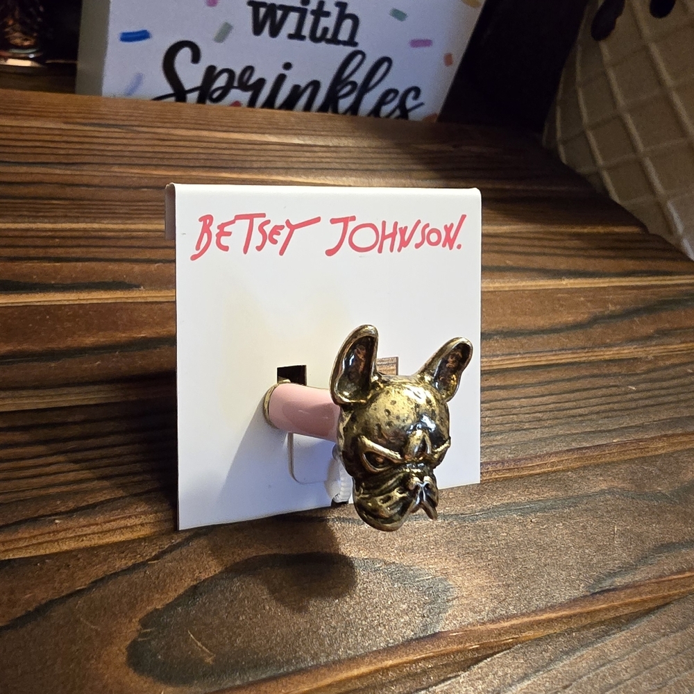 Betsey Johnson Frenchie Ring! Stretch ring! Fits most! - Picture 8 of 11